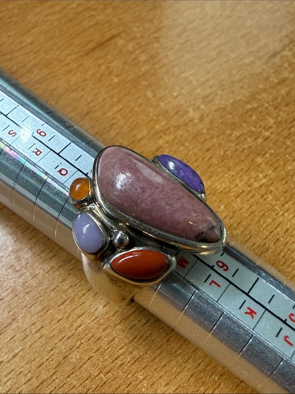 Whitney Kelly multi-gemstone silver statement ring, size 7